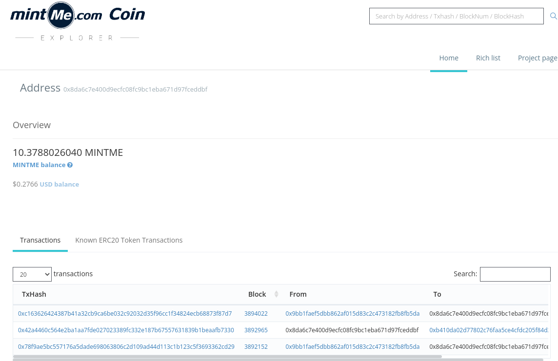 explorer MintMe.com Coin